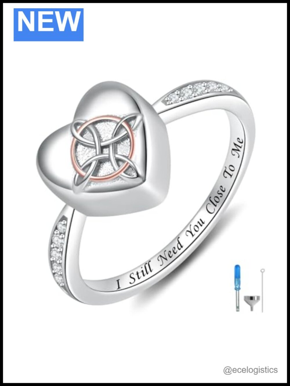 925 Sterling Silver Celtic Knot Urn Ring for Ashes